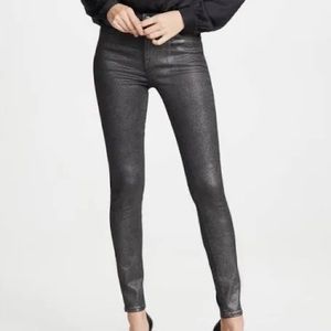J BRAND Maria Super skinny coated Black High Waist Denim Jeans Size 27 nwt